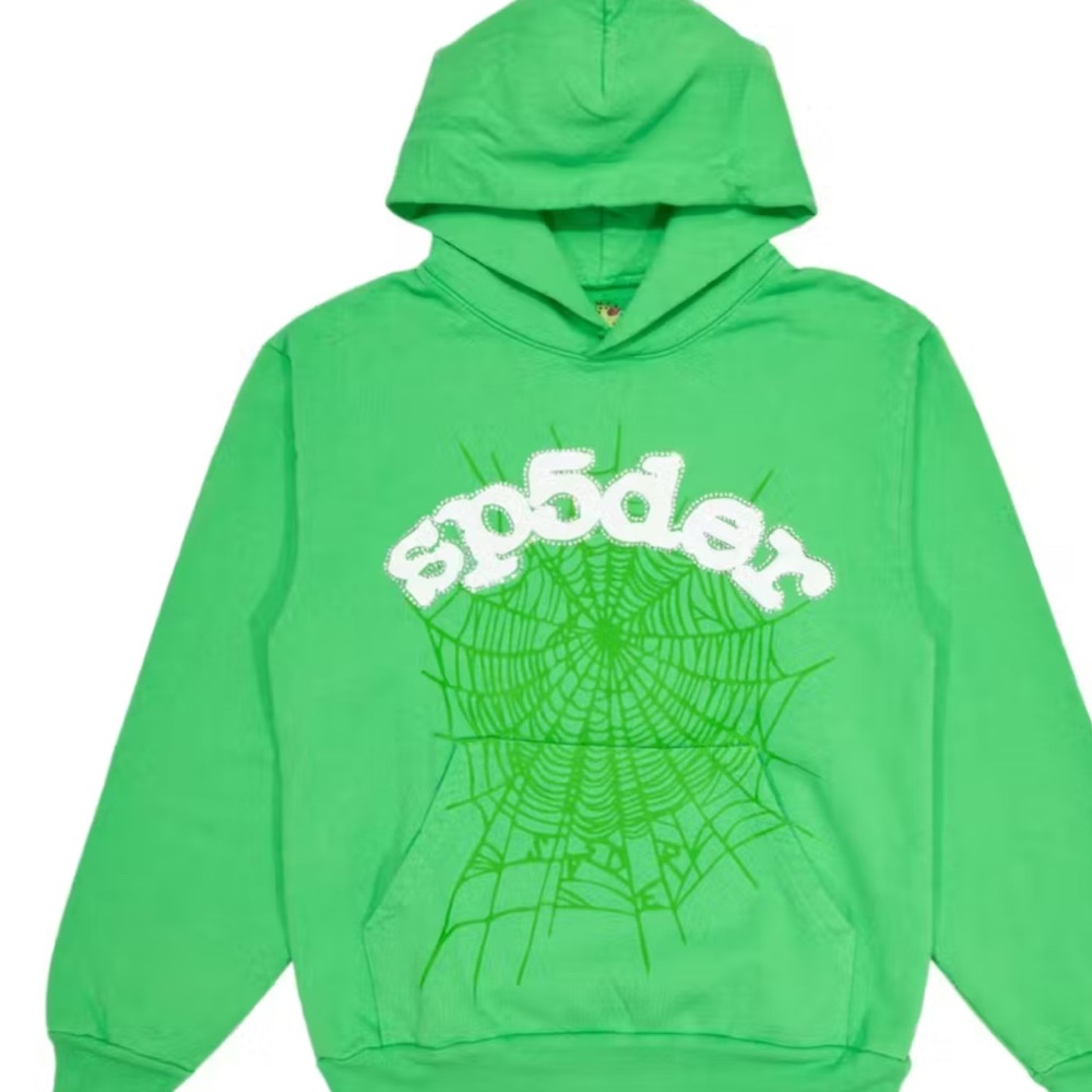 Vibrant Green Crewneck Sweater with Web Design